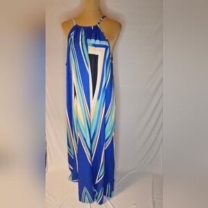 Bohemian Geometric Halter Neck Maxi Dress